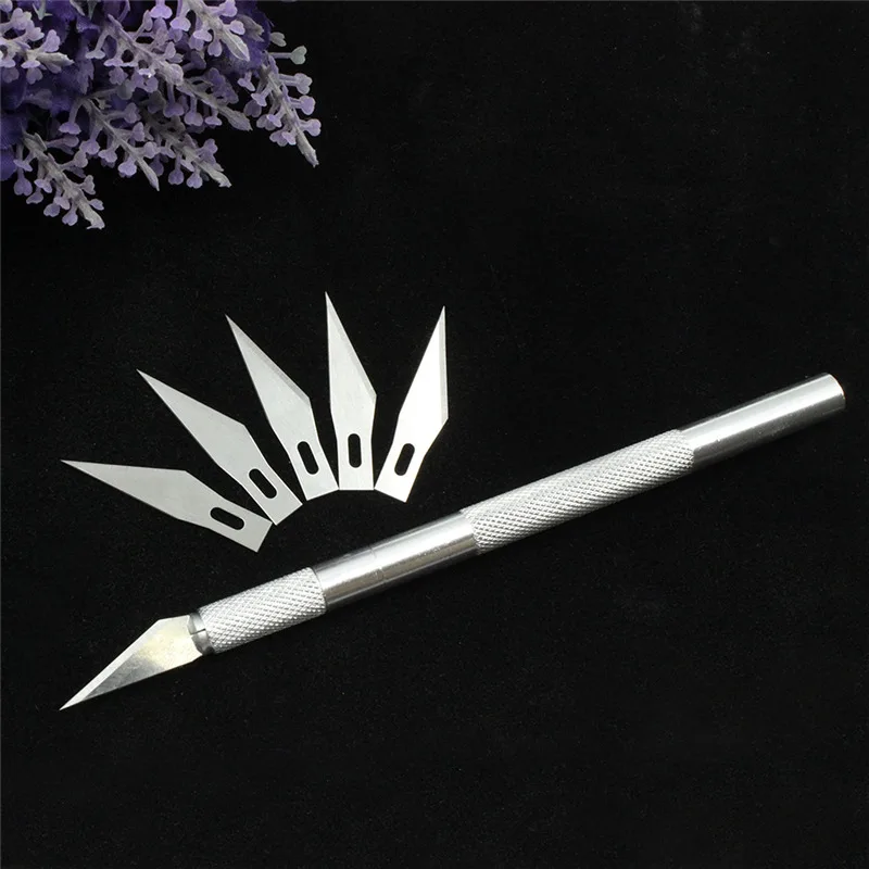 

1 set/ Metal Handle Scalpel Tool Craft Knife Cutter Pen Knives Engraving Hobby DIY knife + 6 pcs Blade for Phone Laptop Repair