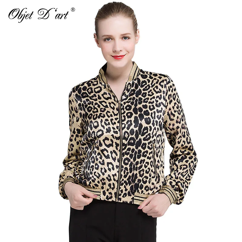 Autumn Winter Women Jacket Coat Sexy Leopard Printed Full