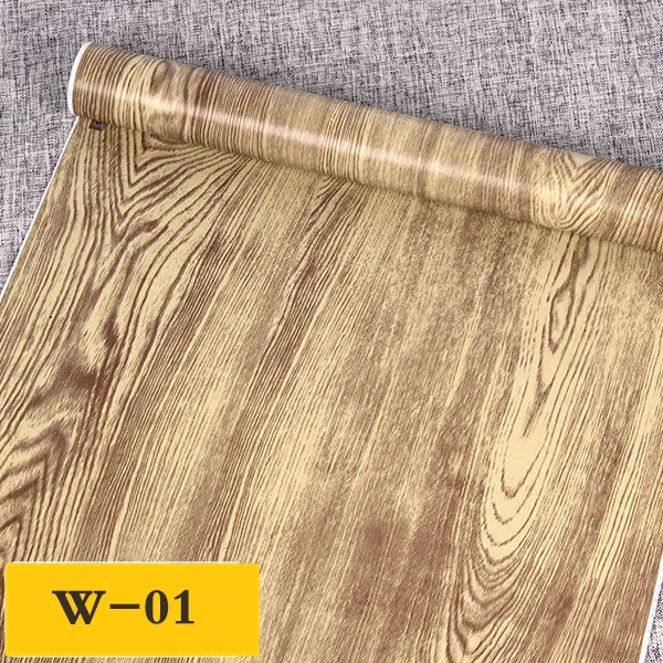 Самоклеющиеся деревянные обои ПВХ водонепроницаемый стикер для стен мебель виниловая декоративная пленка деревянный стиль домашний декор обои - Цвет: W-01