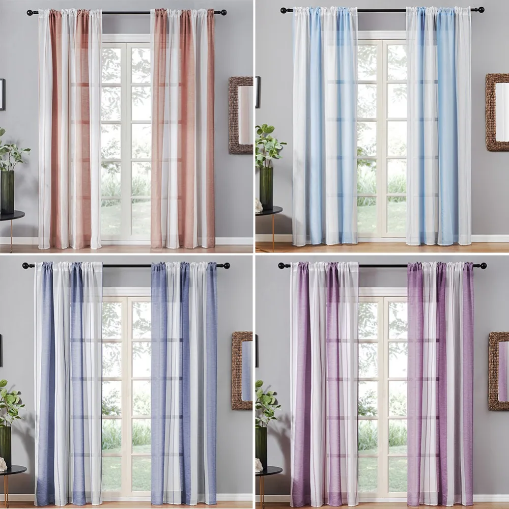 Topfinel прозрачные шторы в полоску вуаль кухонные шторы для спальни гостиной дома декоративные тюлевые шторы