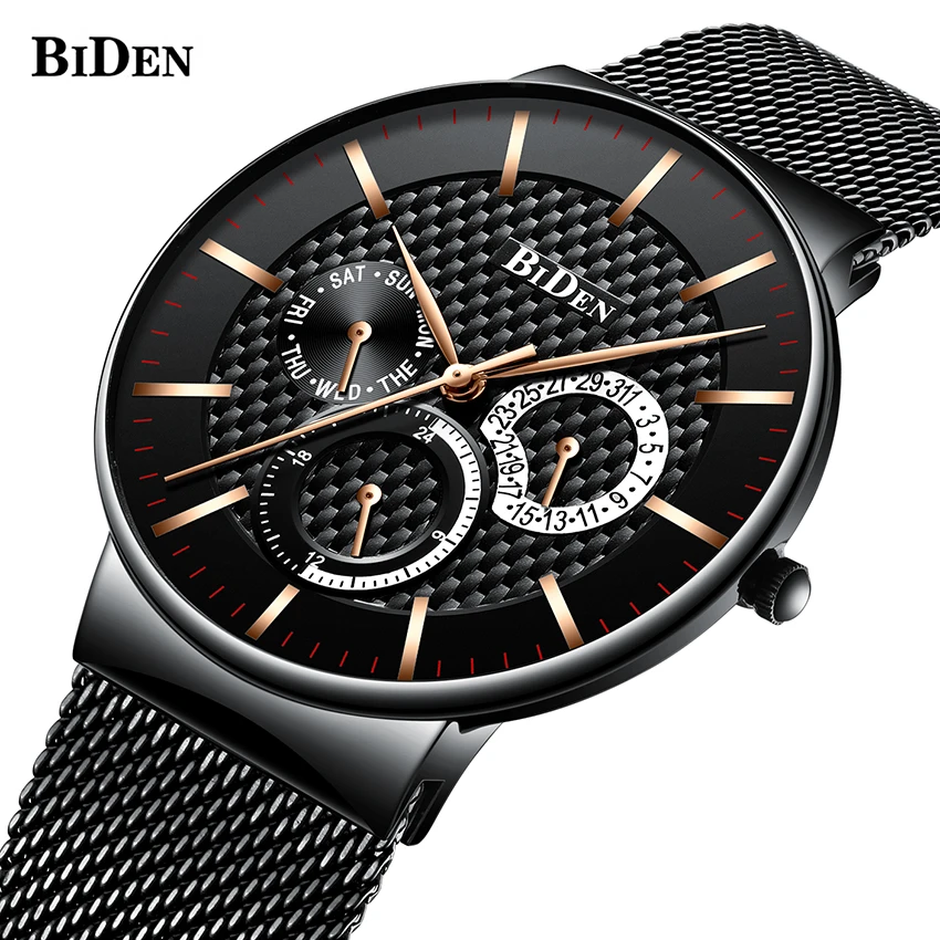 

BIDEN Relogio Masculino New Men Watches Luxury Thin Top Brand Men's Fashion Casual Watch Military Quartz Wristwatches Saat