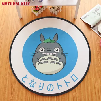 

Natural kiss Totoro Cute Computer chair Rug Fashion Round Carpets Soft Door Mat 3D Cartoon Doormats Floor Mats Kitchen Rugs