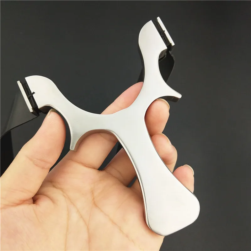 

2019 New 5pcs/lot Stainless Steel Slingshot with Flat Skin Short Pull Accurate Slingshot for Hunting Shooting Outdoor Archery