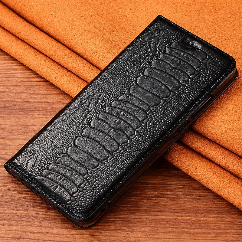 Чехол для телефона для lenovo Z6 Pro Lite, чехол с откидной крышкой, подставкой, карманом для карт, чехол из натуральной коровьей кожи - Цвет: Черный