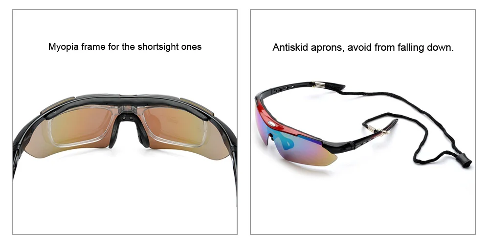 ROBESBON 0089 Men Cycling Eyewear Sunglass Outdoor UV400 Sports Glasses 5 Lenses