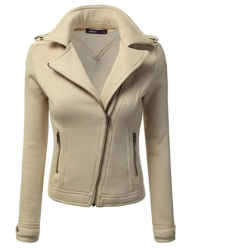 Женская одежда на осень-зиму femalejackets Новые однотонные молнии с длинными рукавами