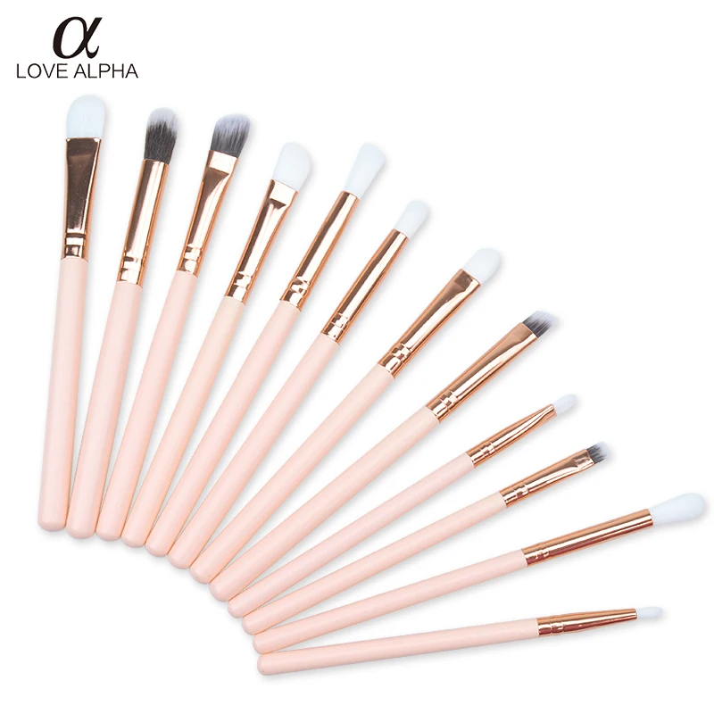 

LOVE ALPHA Makeup Brushes 12 Pcs Foundation Eyeshadow Eyeliner Lip Blending Oval Brush Set Makeup Tools Kit Violet