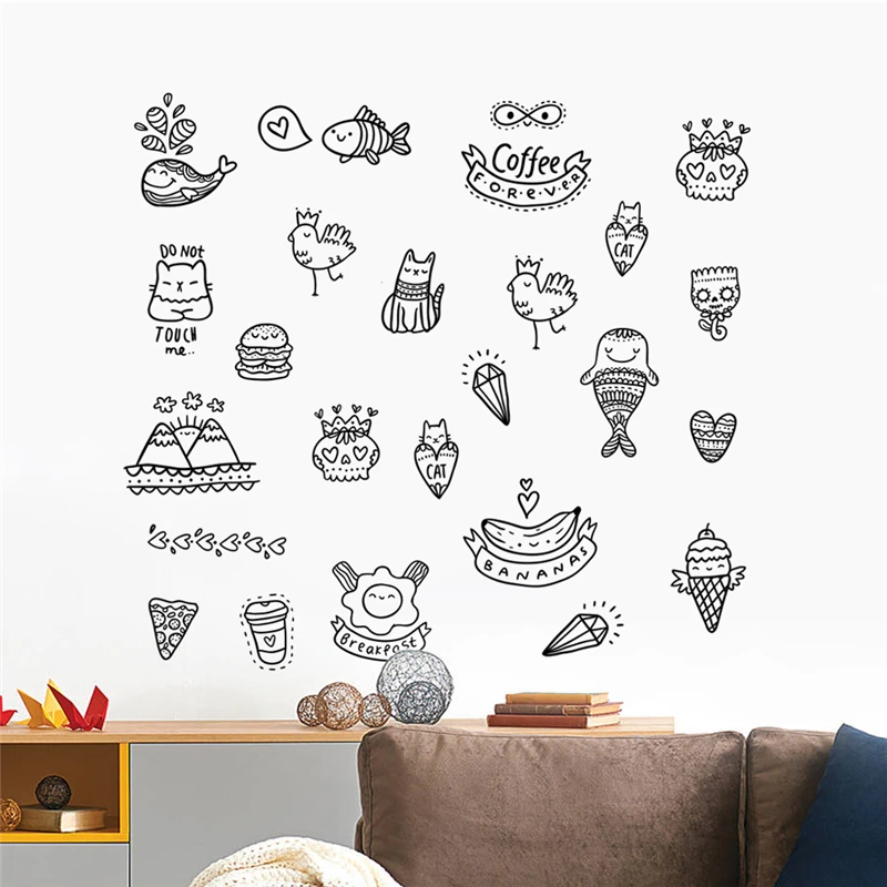 creative cartoon animals kitchen wall stickers home decor 50*70cm wall decals diy mural art pvc poster decorations