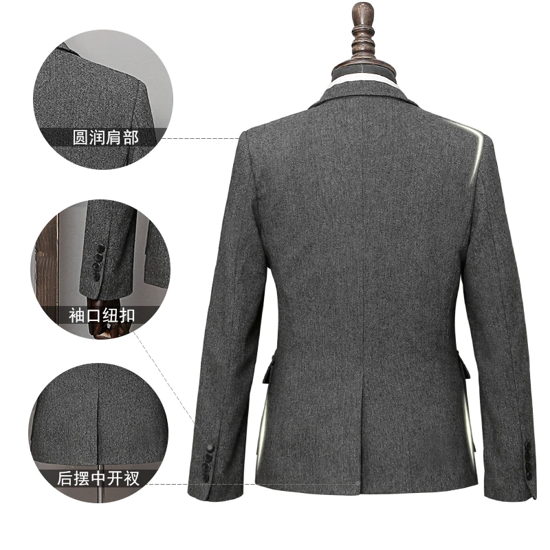  Wool Suit Men's Large Size Blazers American Hunting Multi-pocket Jacket Winter Herringbone Pattern  - 33063467181