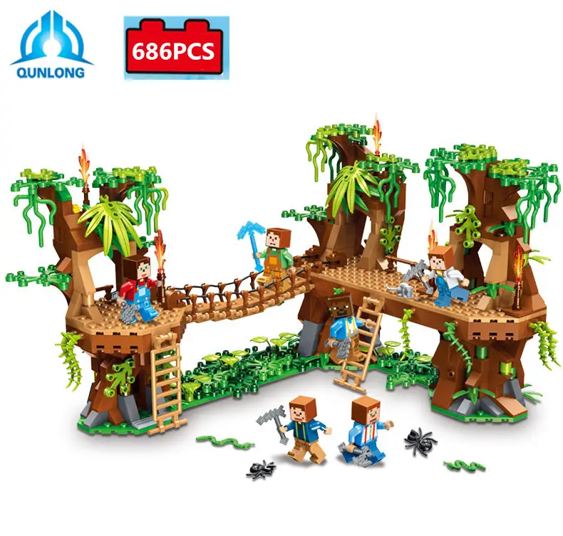 

Qunlong Block building Minecrafte series 11 styles with figures no box Ninjago Dragon Compatible Legoed Bricks toys for Kids