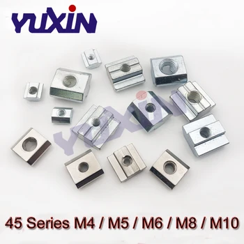 

20Pcs M4M5M6M8M10 T Block Square Nuts T-Track Sliding Hammer Nut for Fastener Aluminum Profile 4545 Slot 10 Aluminum Connector