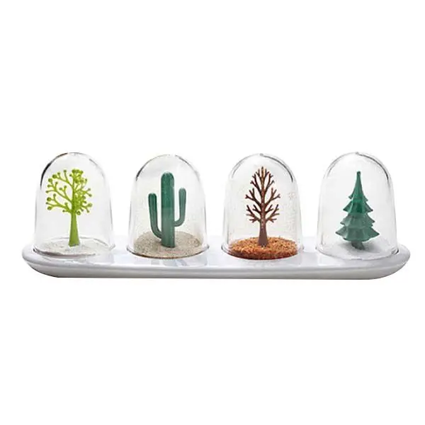 

4pcs Kitchen Supplies Four Seasons Plant Spice Jar Creative Seasoning Bottle Salt Sugar Pepper Shaker Cooking Tools