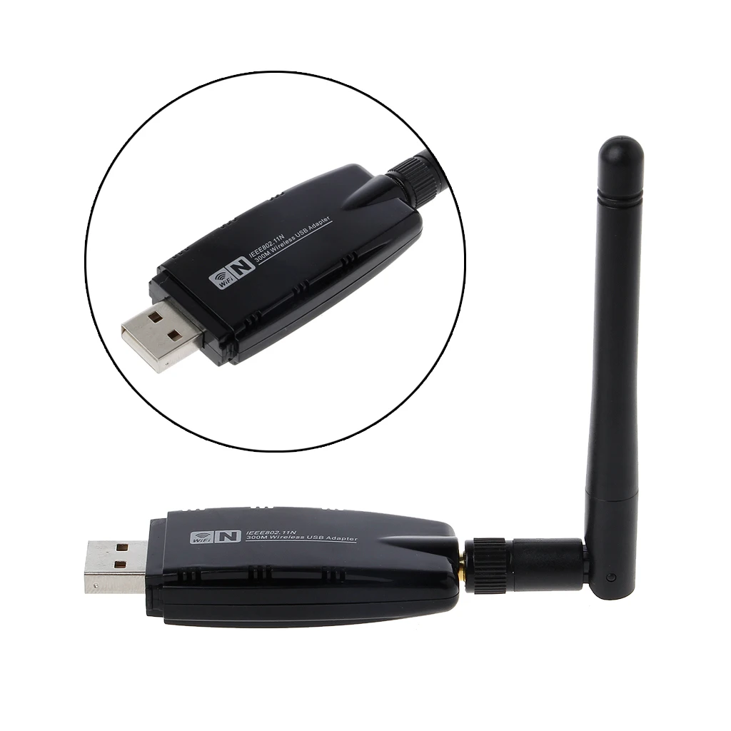 300Mbps USB Wireless N Wi-Fi Adapter w// 2 Antennas LAN Network 802.11 NGB PC