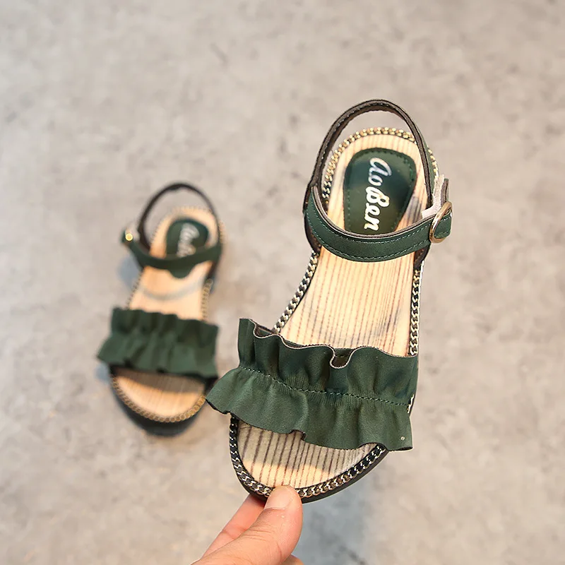 Детская обувь Детские Сандалии Летняя модная обувь принцессы для маленьких девочек модные плиссированные сандалии для девочек пляжная обувь на плоской подошве