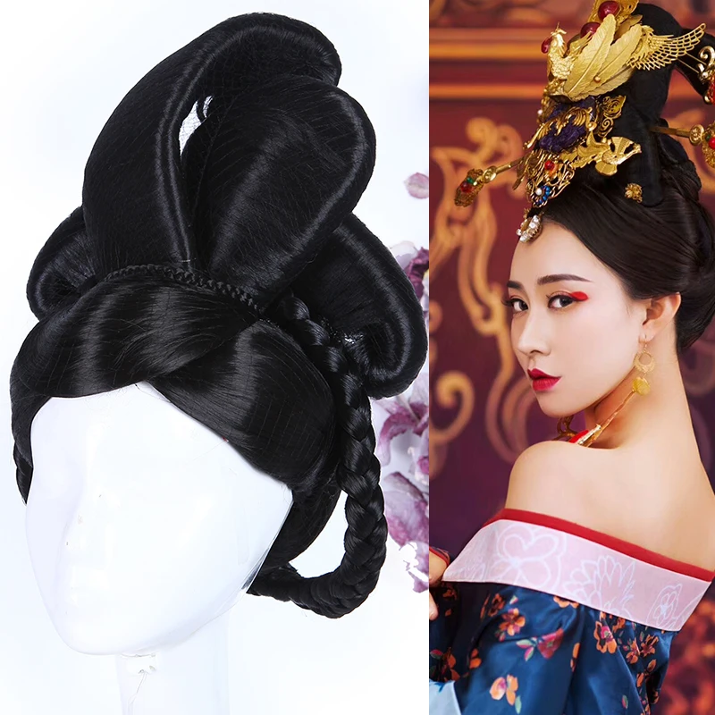 Династия Тан принцесса волосы императрицы парик и аксессуары для волос для tv Plat Gong Xin Ji