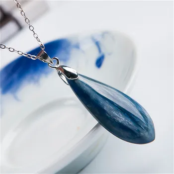 

Genuine Deep Blue Natural Kyanite Stone Crystal Women Necklace Fashion Pendant 38*15*6mm