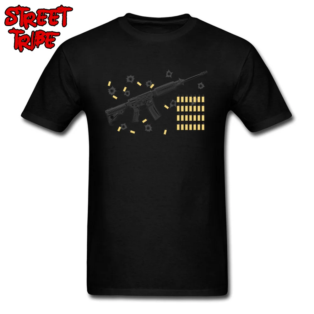 firearm bullet machine gun shot Tops T Shirt Father Day O Neck Cotton Fabric Mens T Shirts Design Clothing Shirt Fashionable firearm bullet machine gun shot black