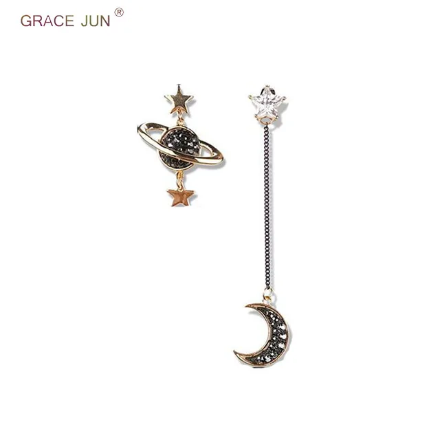Grace Jun Korea Style Fashion Double Star Clip On Earrings No Grace Jun Korea Style Fashion Double Star Clip On Earrings No Pierced For Women Vintage Rhinestone Cz Ear Hole New