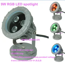 По DHL! 9 Вт RGB светодио дный прожектор, светодио дный открытый свет, DS-06-50-9W-RGB, 3*3 Вт RGB 3in1, 12 В DC.2-годовая гарантия