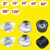 10 20 50 100pcs 20mm 5 15 30 45 60 90 120 Degree Clear LED Lens + 22mm Black / White Holder For 1W 3W 5W LED Light Diodes Bead ► Photo 1/2