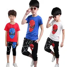 Spiderman Sports Suit for Boys Clothes Sets Summer Cartoon Teenage Boy Clothing Set Kids Tracksuit Children