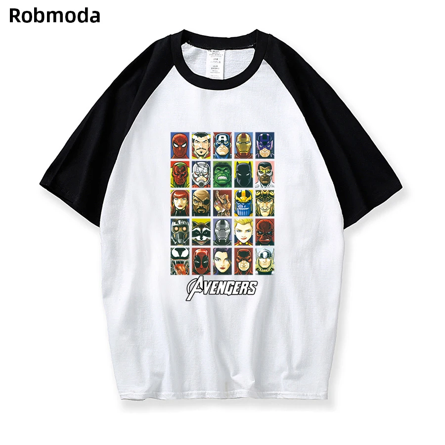 

Marvel The Avengers 4 hero Captain America Iron Man Hulk Thor Ant-Man Black Widow Spiderman Men's Raglan print tshirt Loose Tops