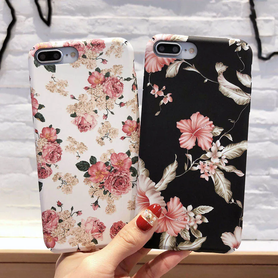 YAMIZOO Flower Case For iPhone 6 7 5s Cover 5 se Coque Shockproof PC Hard Luxury Phone Case For iPhone x 8 6s 6 Plus Case 7 Plus (4)