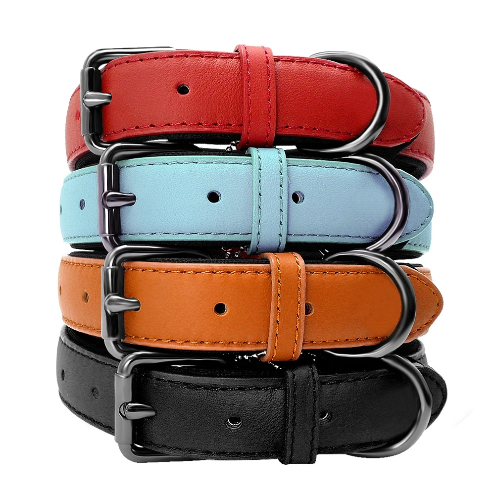 

PU Leather Solid Soft Colorful Pet Dog Collar For Small Medium Large Dogs Neck Strap Adjustable Safe Puppy Kitten Cats Collar