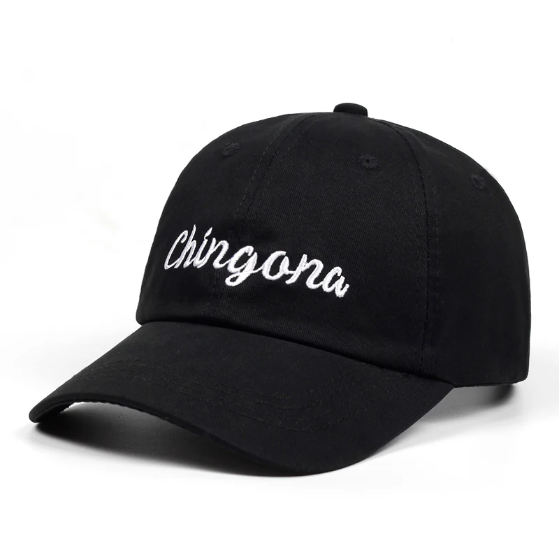 Хлопок Chingona папа шляпа унисекс вышивка бренд Бейсболка Snapback кепки s хип-хоп кость для мужчин женщин Черная винно-красная Кепка s - Цвет: Черный