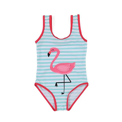 Одежда для купания для маленьких девочек, слитный купальник, детская одежда для купания с изображением фламинго, детский летний спортивный купальный костюм, CC871 - Цвет: 18034