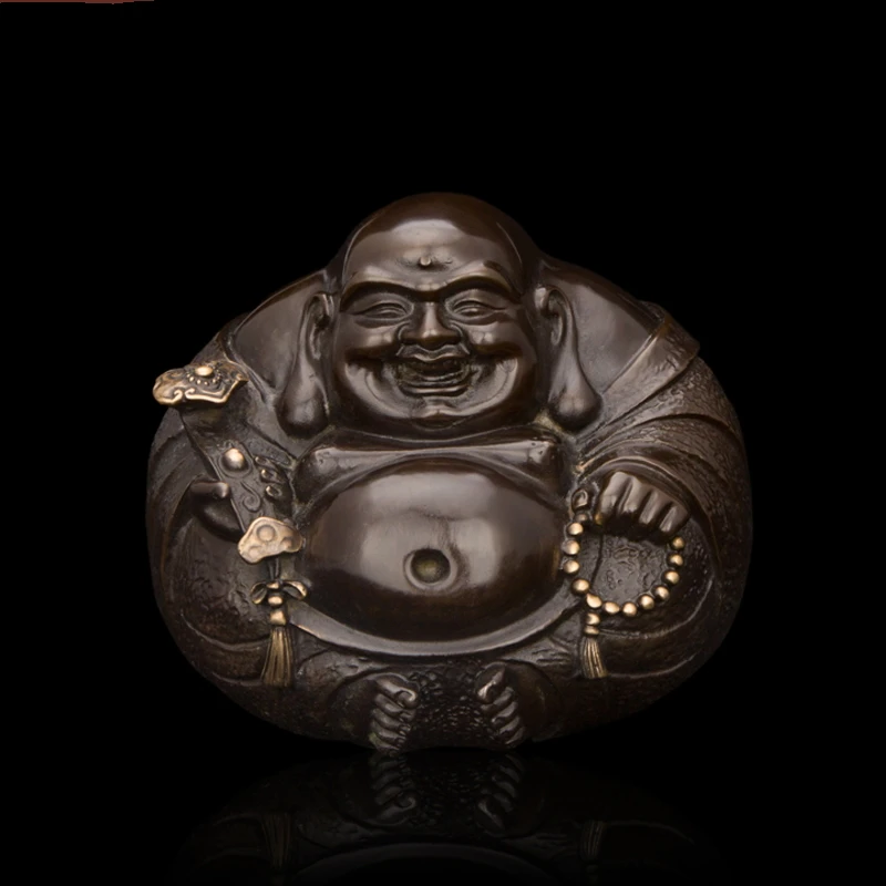 

Arts Crafts Copper Good Quality Chinese bronze buddha statue souvenir decorative figurines Small round laughing buddha statues b