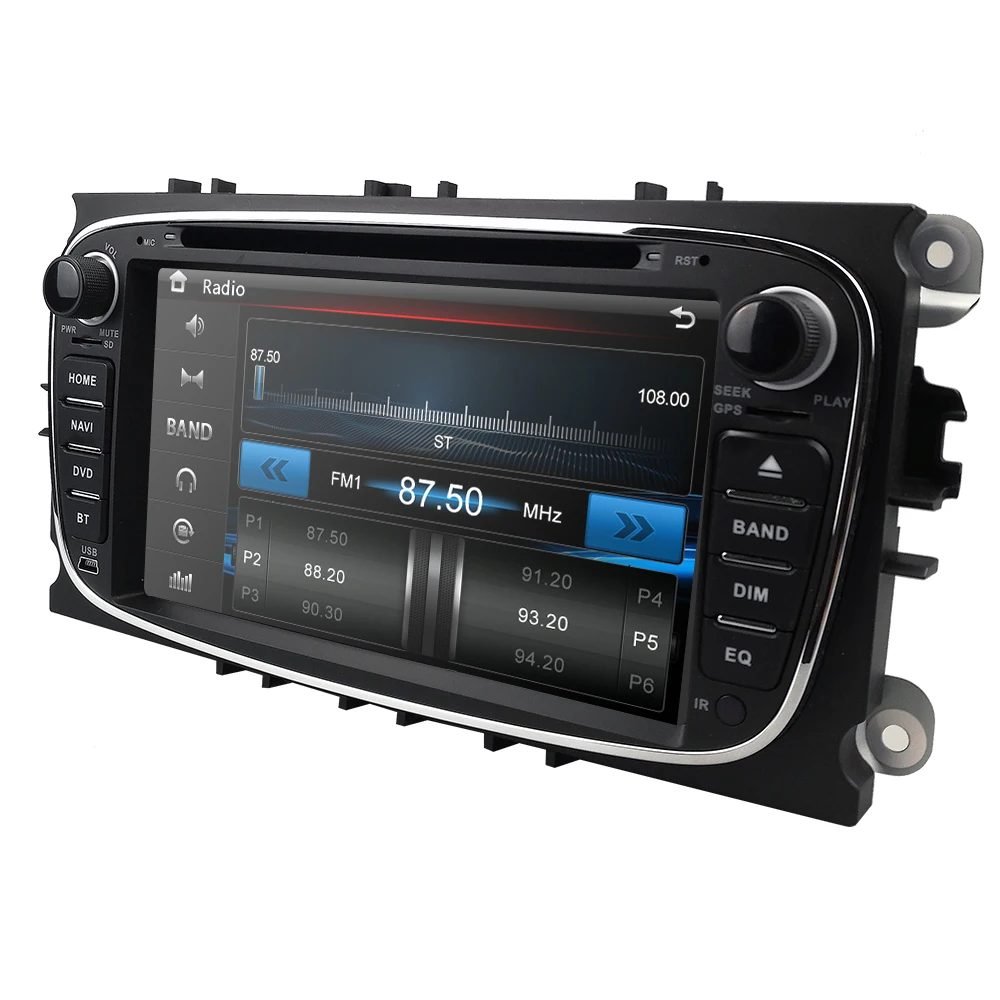 Perfect HIZPO 7 inch Car DVD Player For Ford Focus 2 S-Max C-Max Mondeo 4 Galaxy Kuga 2008-2010 GPS Mirror link OBD2 Steel wheel control 2