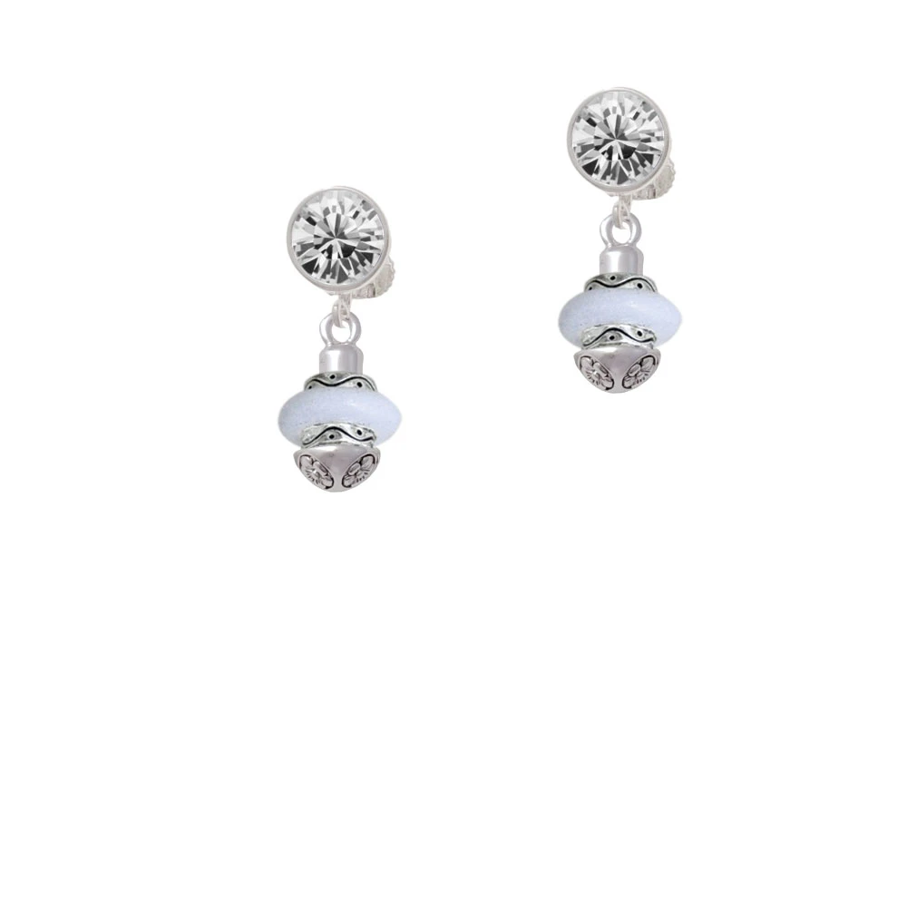 White Center Spinner Crystal Clip On Earrings (1)