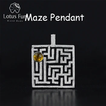 

Lotus Fun Real 925 Sterling Silver Natural Tourmaline Handmade Fine Jewelry Maze Pendant without Necklace Acessorios for Women