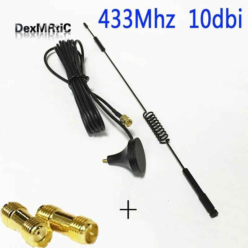 

433Mhz wireless module antenna 10dbi gain sucker aerial 3M cable SMA male+RF SMA adapter SMA female to RPSMA female