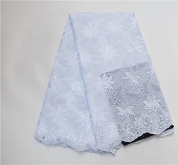 

White african swiss voile lace with stones cotton swiss voile lace in switzerland jacquard brocade fabric 5yards/lot P46101