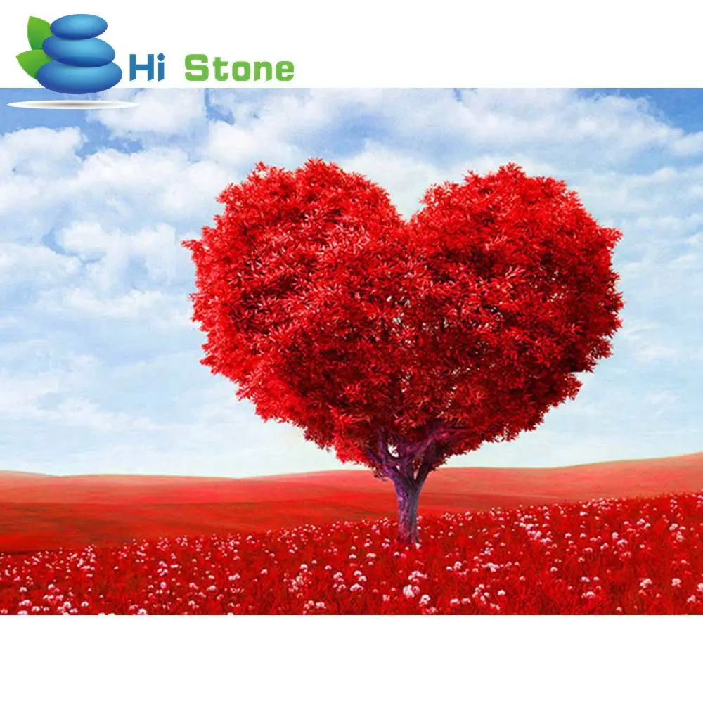 DIY 5D Full Diamonds Embroidery Heart shaped tree square Diamond Painting Cross Stitch Kits Mosaic Home Decoration | Дом и сад