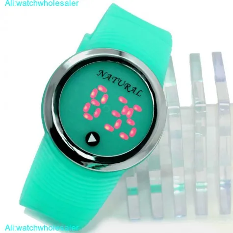 DW418D NATURAL PNP Shiny Silver Watchcase Silicone Light Blue Band Digital Watch