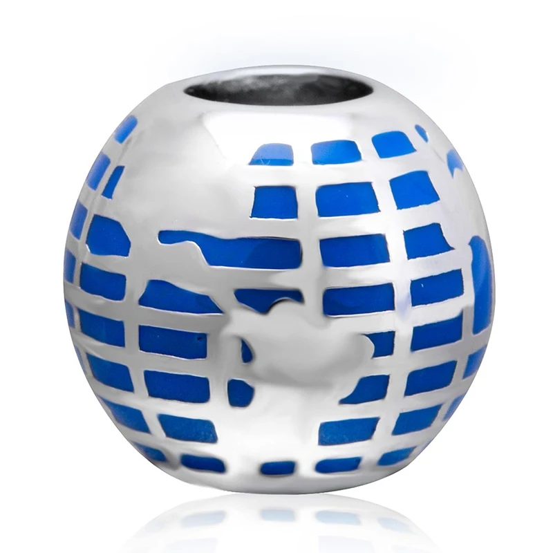 Blue Enamel Globe Choruslove высокого класса яркий эмалированный с цветами оставить Подвески стерлингового серебра 925 Круглый шарик, бусина fit Pandora Весна DIY браслет - Цвет: Blue Enamel Globe