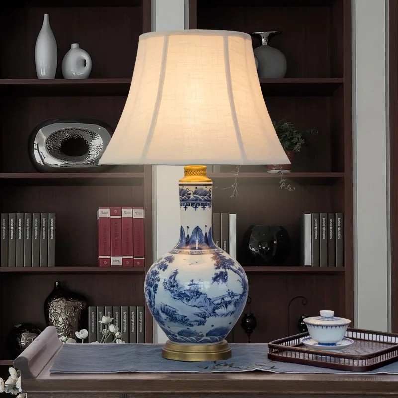 China Antique Living Room Study Retro Vintage Table Lamp Porcelain Ceramic Table Lamp wedding decoration porcelain table lamp (1)
