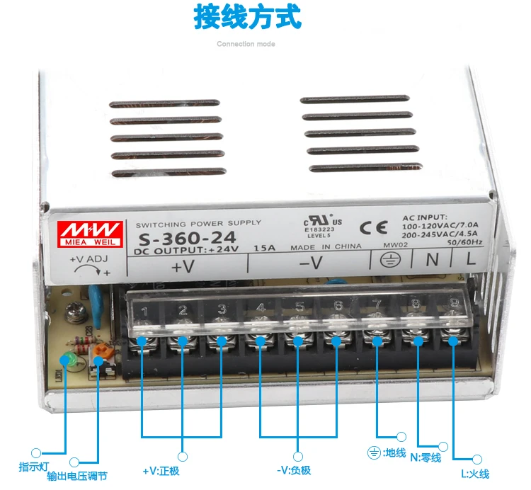 Импульсный источник питания 360 Вт сертификаты CE S 24 V15A 12V30A 15 в/18 В/36v48в