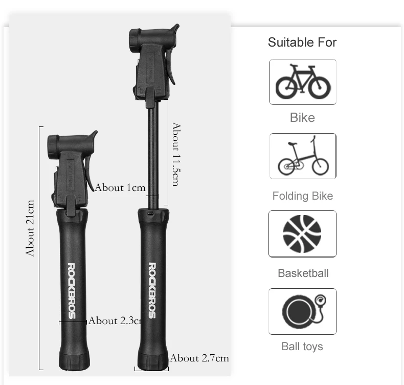 ROCKBROS Мини Портативный двунаправленный велосипедный насос 80Psi алюминиевый сплав Велоспорт Mtb дорожный велосипед воздушный насос подходит Presta Schrader Клапан