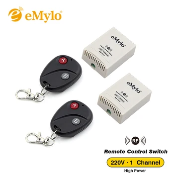 

eMylo Smart Wireless Remote Control Light Switch 433Mhz AC 220V-230V-240V 3000W 30A 2X 1CH Relay 2X Transmitter Momentary Toggle