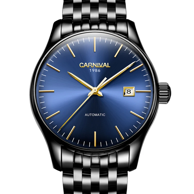 

Carnival Brand Mechanical Watch Men Import Movement Full Stailess Steel 25 Jewels Simple Design Style Luxury Clock New