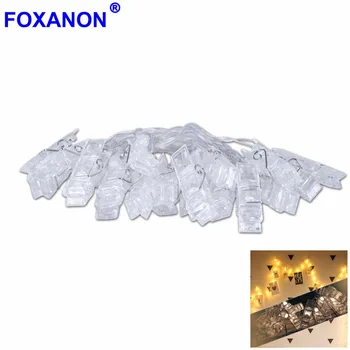 

USB Battery 10 20 LEDs Garland Card Photo Clip Led String Fairy Lights New Year Christmas Decoration Decorative Light Wedding