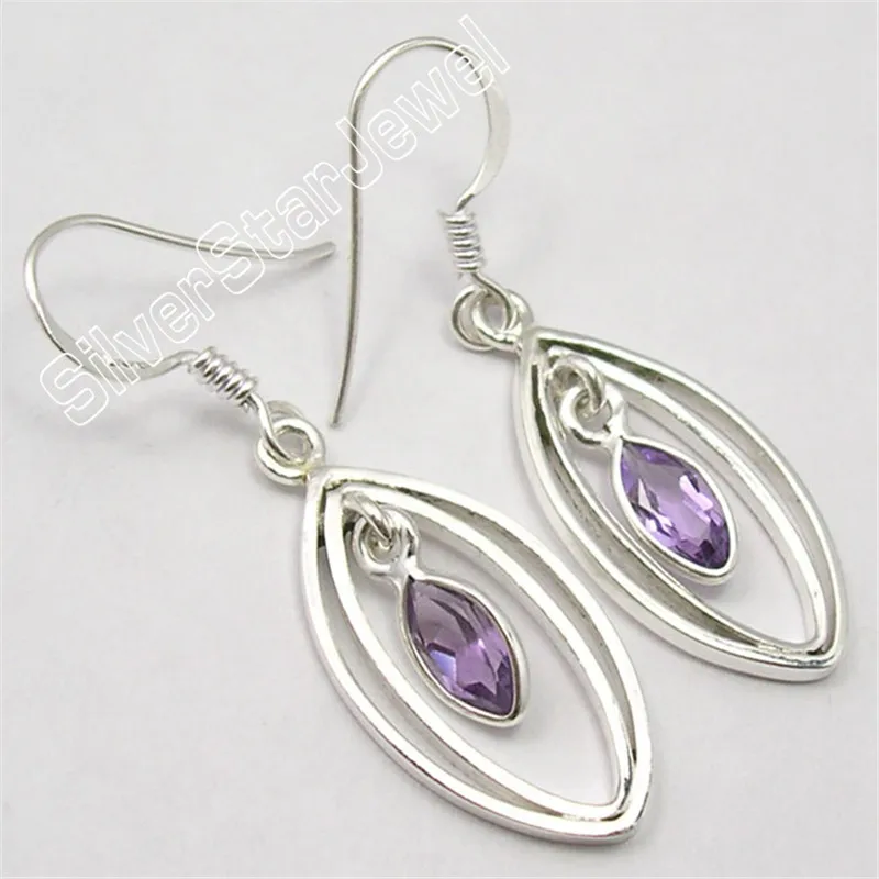 

Silver MARQUISE Style SMOKY QUARTZ GARNET New Earrings 4CM