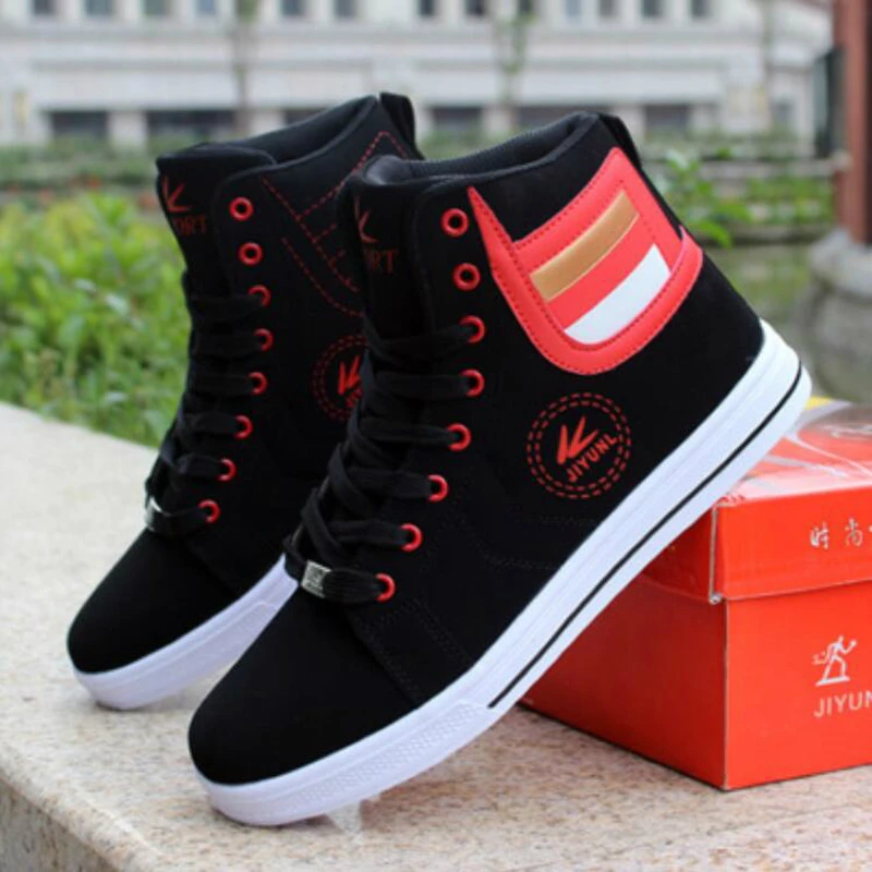 

WGZNYN 2019 Fashion Men Boots Shoes Man Hip-hop High Help Shoes Lace-Up Casual Leather Boots Comfortable Adult Men's Shoes W45