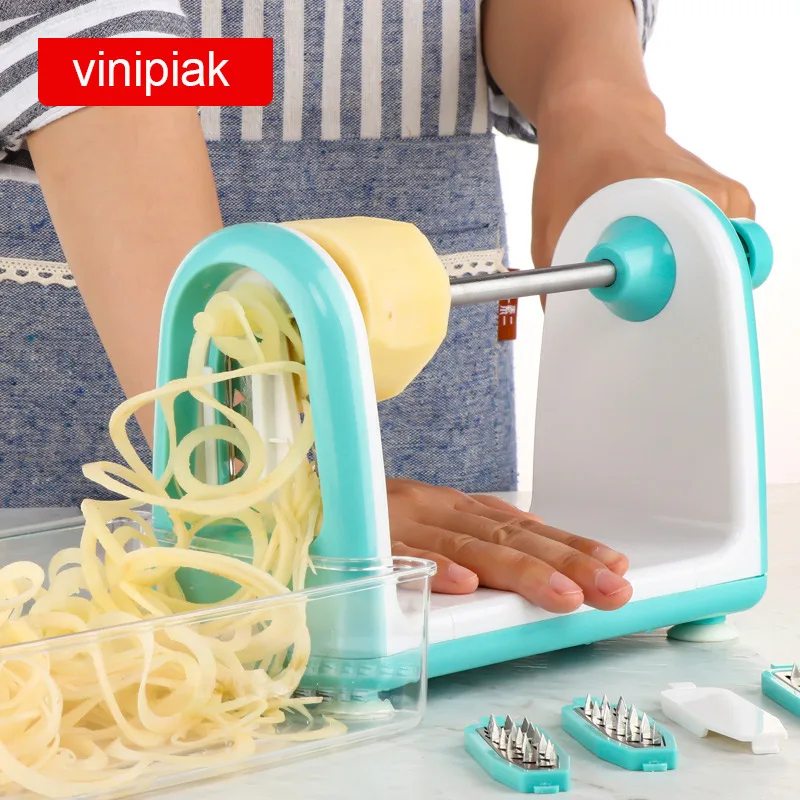 4 قطع شفرات الخضار Spiralizer دليل لولبية القطاعة الفولاذ المقاوم للصدأ بليد التقطيع متعددة الوظائف Kithchen اكسسوارات