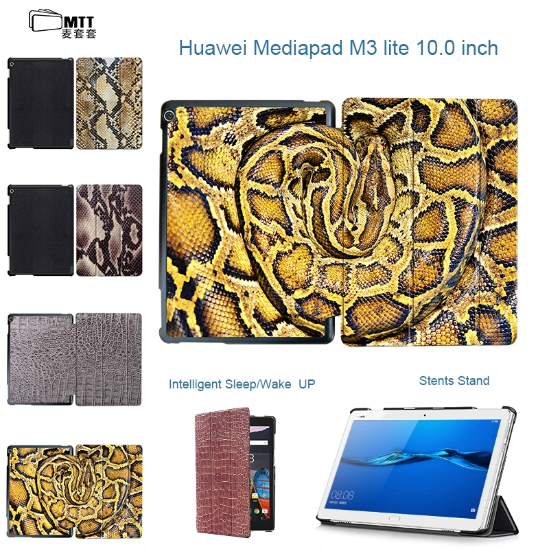 

MTT Print Snakeskin PU Leather Case For Huawei MediaPad M3 Lite 10 BAH-W09 BAH-AL00 Tablet Cases Cover For Huawei M3 Lite 10.1''