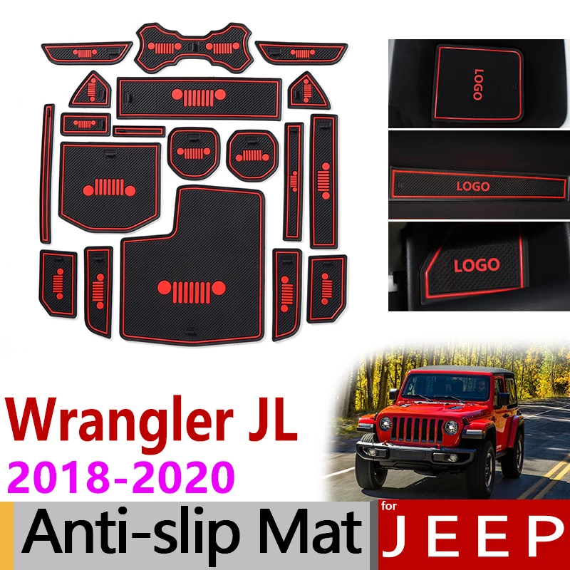 Противоскользящие ворота Слот резиновый коврик чашки коврики для JEEP Wrangler JL Спорт S Sahara Rubicon аксессуары Автомобильные наклейки 19 шт